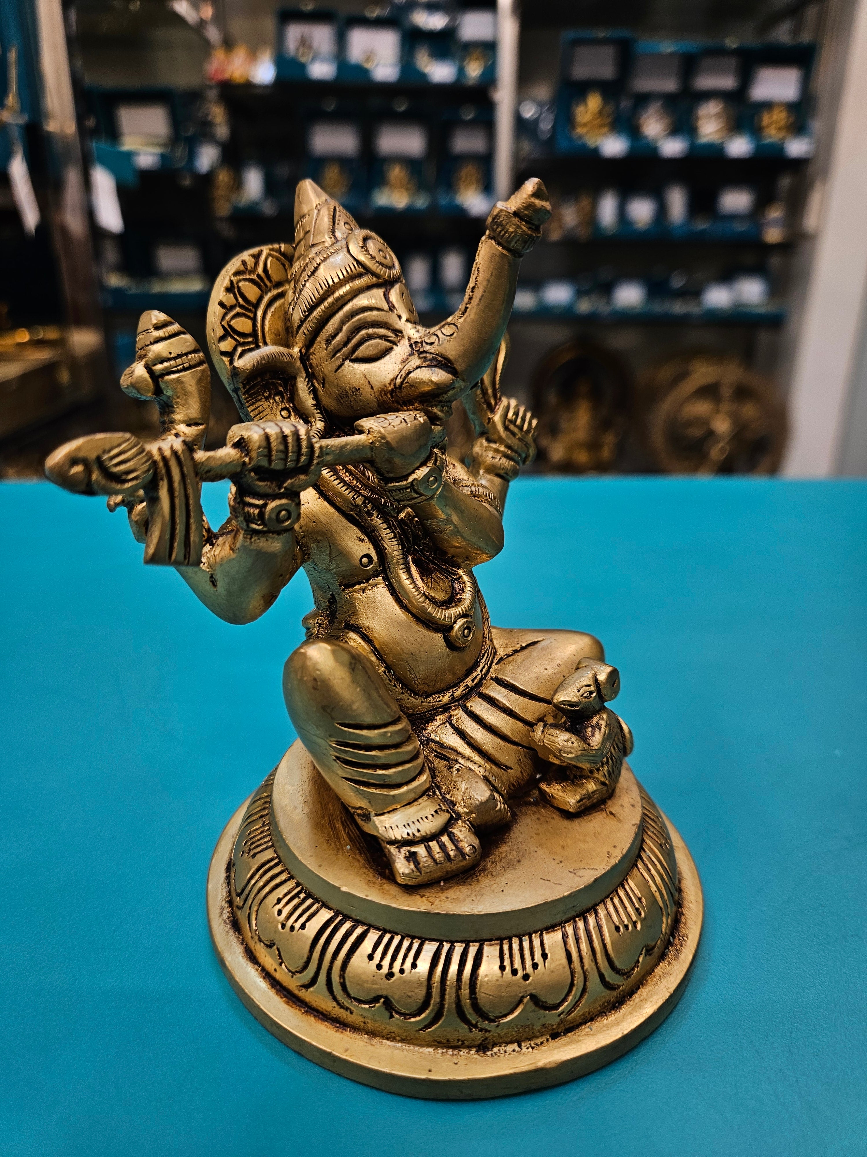 Buy Shudh Brass Flute Ganesha Idol | Musical Ganesha Murti Gift Tamas